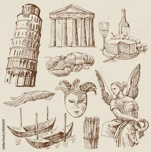 hand drawn Italy set