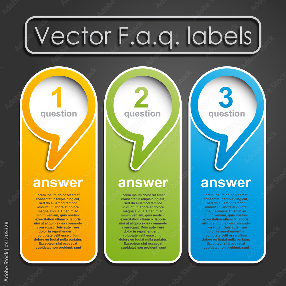 Vector faq labels Vector faq labels