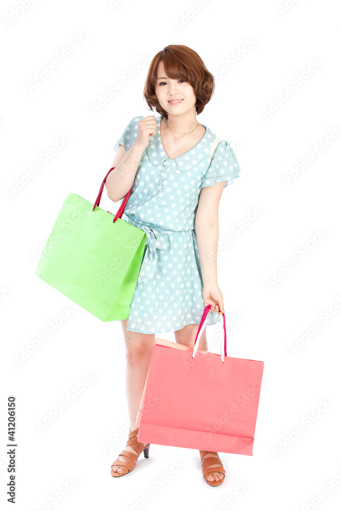 Beautiful shopping woman. Portrait of asian woman. Beautiful shopping woman. Portrait of asian woman.
