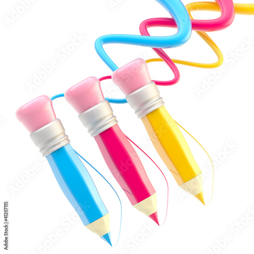 Three pencils with colorful...