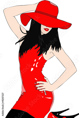 Ragazza sexy in abito rosso