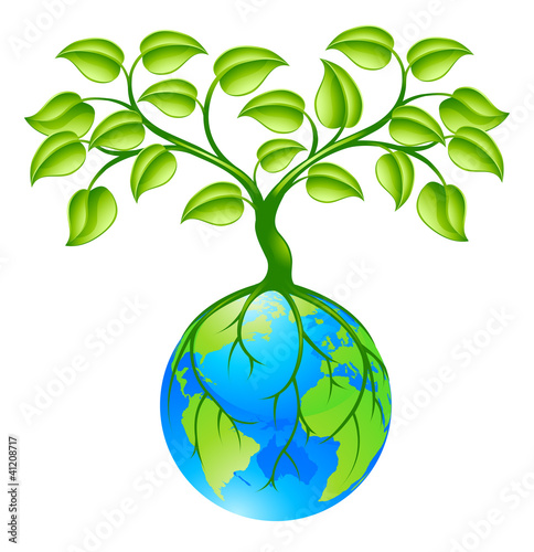 Planet earth globe with tre...