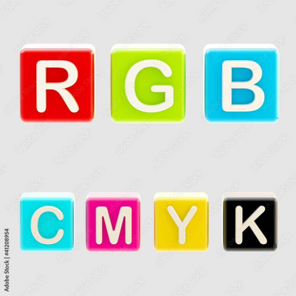 RGB and CMYK symbols made of blocks RGB and CMYK symbols made of blocks
