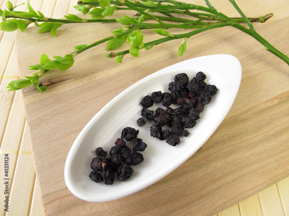 Getrocknete Heidelbeeren, Myrtilli fructus