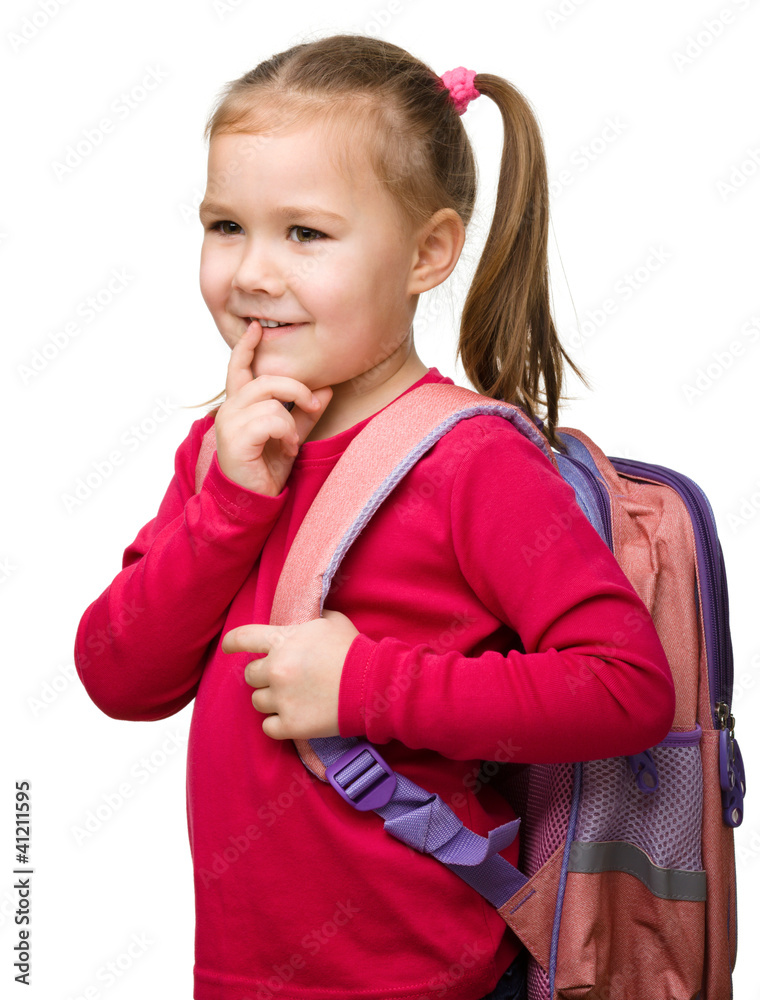 Portrait of a cute schoolgirl with backpack Portrait of a cute schoolgirl with backpack
