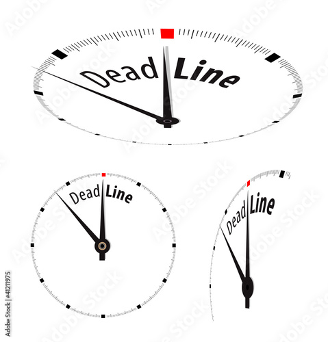 White clock with word Deadline on its face