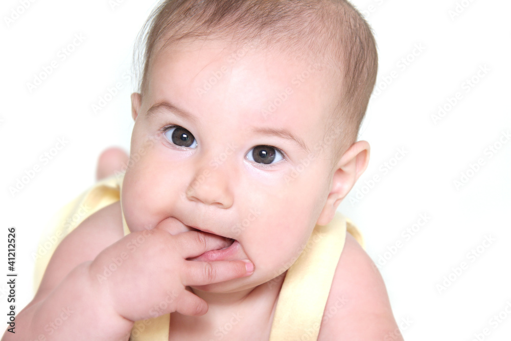 studio portrait of cute baby over white studio portrait of cute baby over white