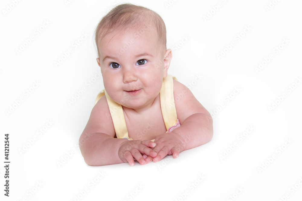 studio portrait of cute baby over white studio portrait of cute baby over white