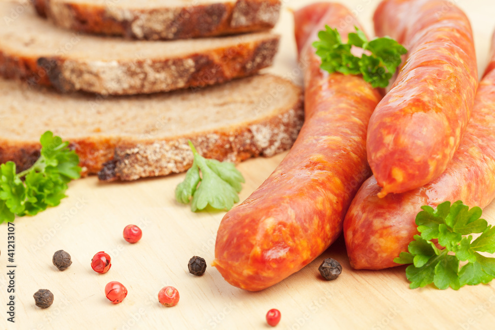 Schinken Mettwurst mit Brot Schinken Mettwurst mit Brot
