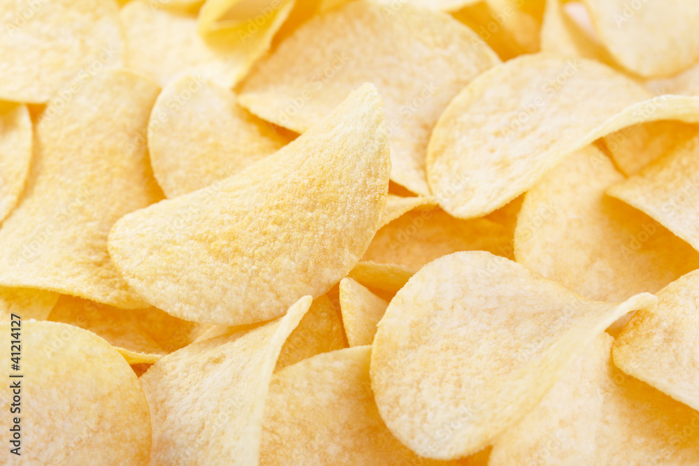 Potato chips closeup