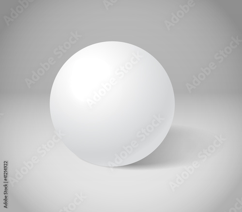 White sphere on grey scene