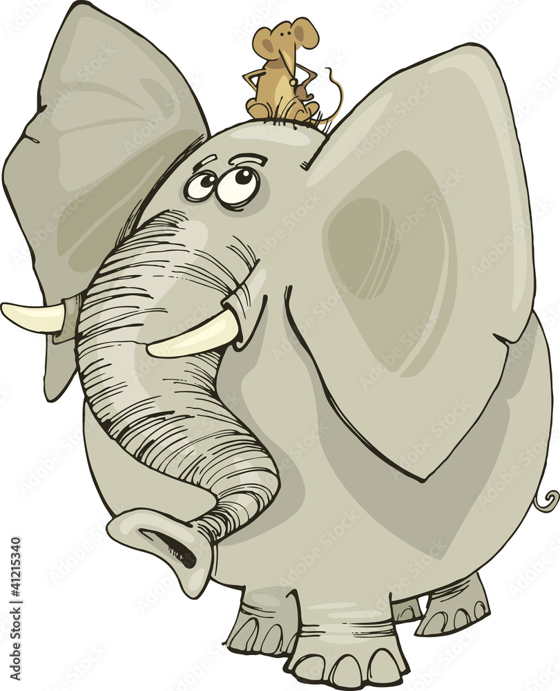 Naklejka premium elephant with mouse