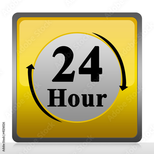 Square 24 Hour Service Sign Isolate on White Background