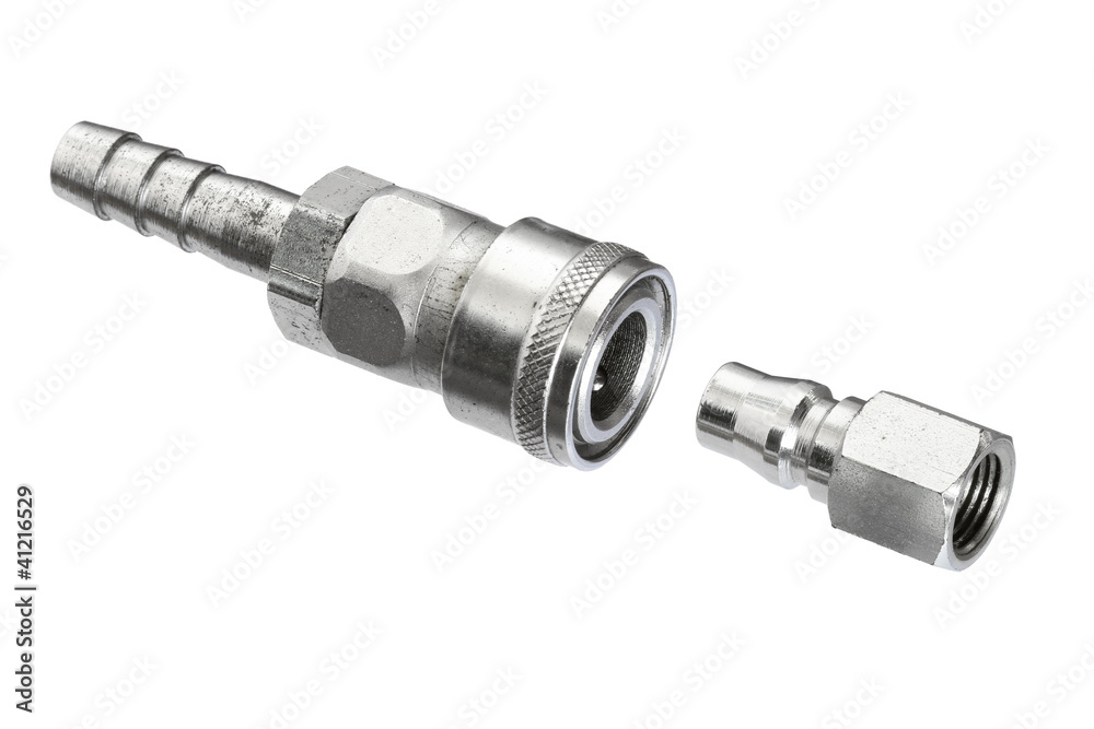 Quick coupler set isolated on white background Quick coupler set isolated on white background