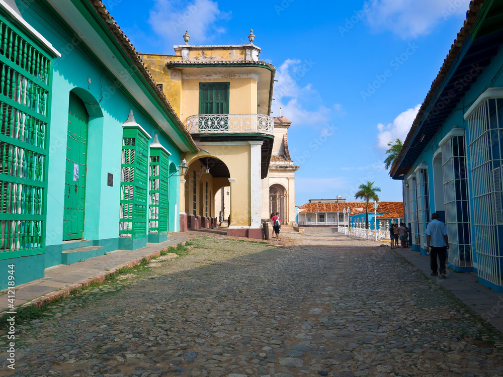 Colorful l houses in the old town of Trinidad in Cuba