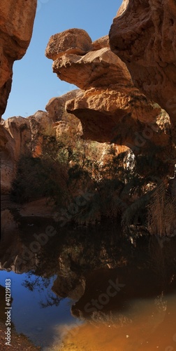 Small pool at the bottom of the desert gorge