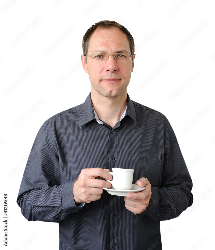 Attractive man drinking a cup of espresso Attractive man drinking a cup of espresso