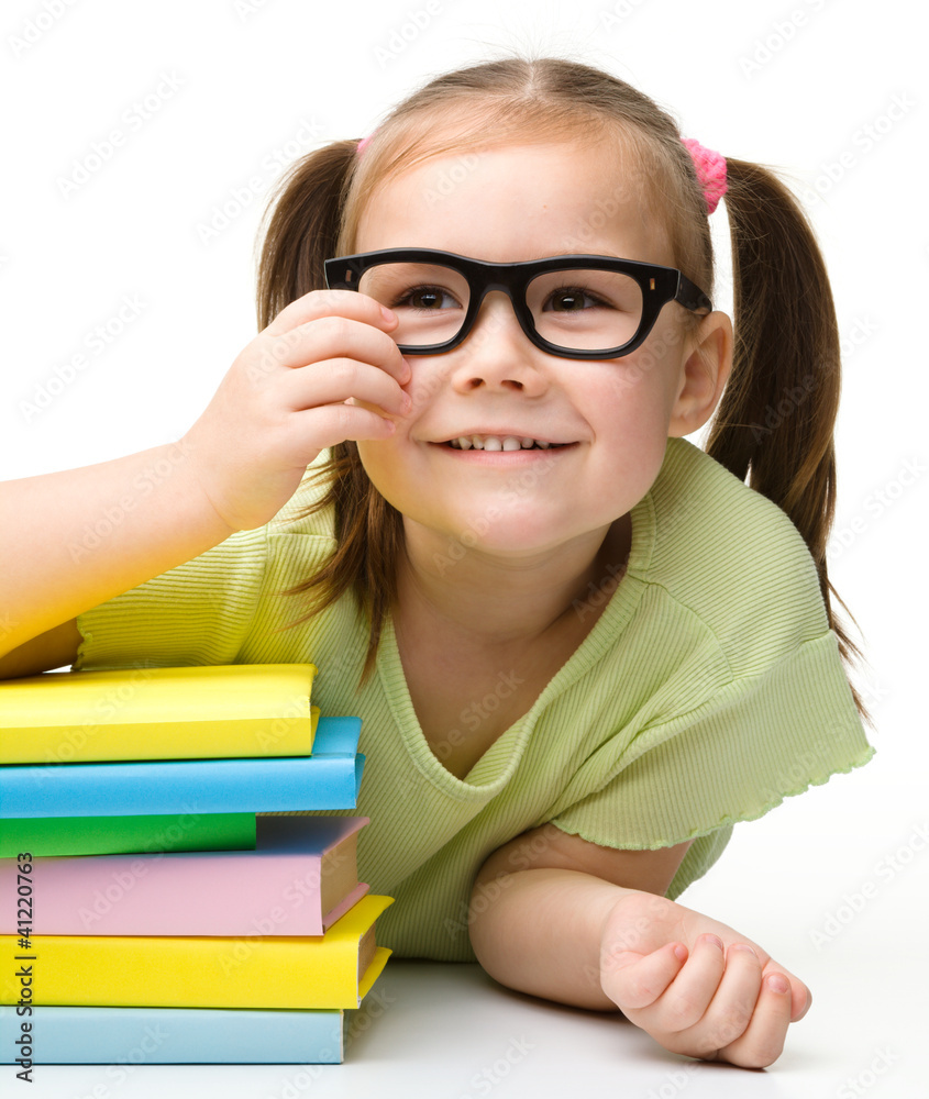 Cute little girl with books Cute little girl with books