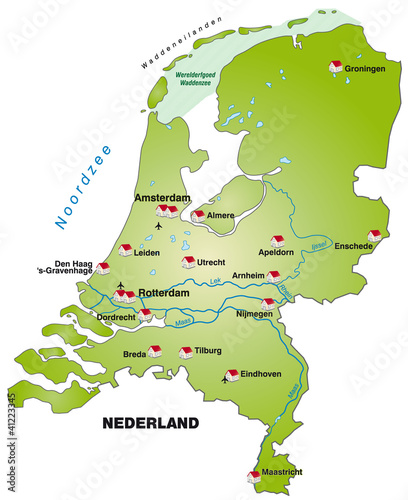 Inselkarte der Niederlande als Internetkarte