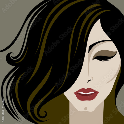 Portrait of woman with make-up and long hair