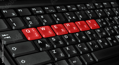 qwerty letters colored in red photo