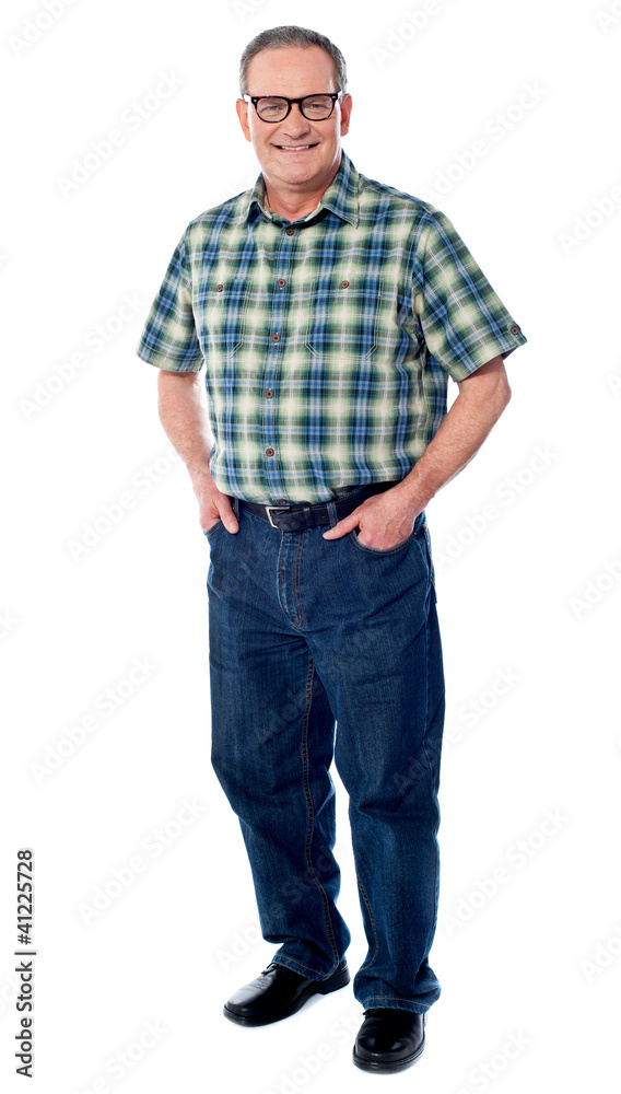 Joyful senior man posing casually Joyful senior man posing casually