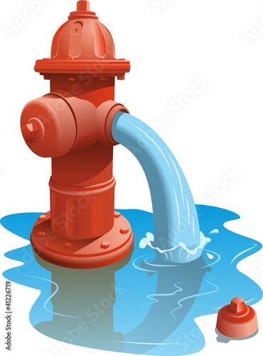 Open fire hydrant letting the water flow out.