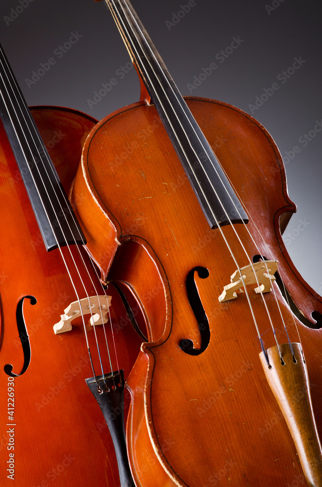 Fototapeta premium Music Cello in the dark room