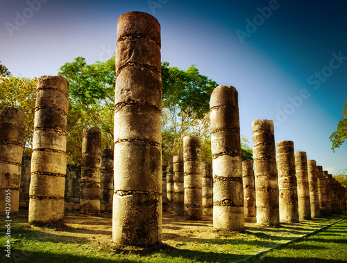 Chichen Itza, Columns in the Temple of a Thousand Warriors photo