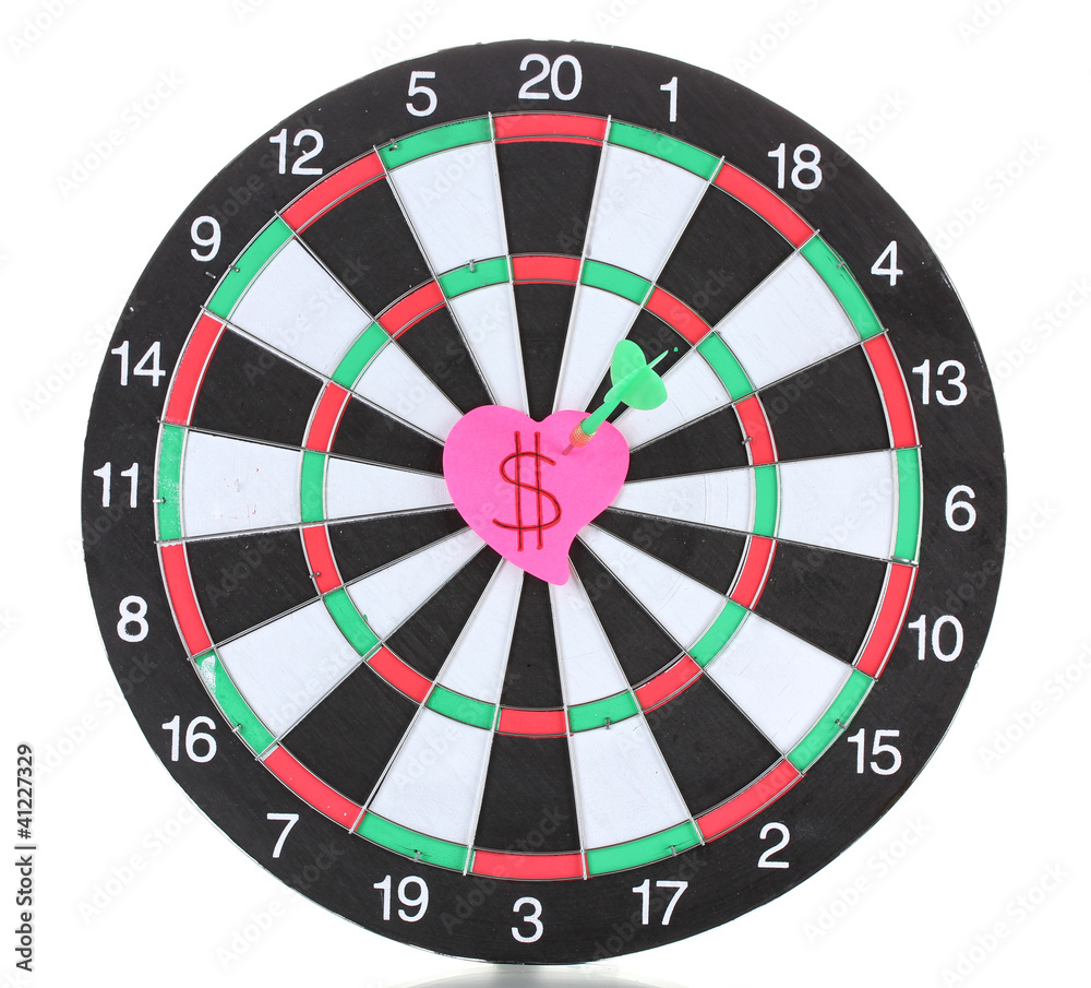 Darts with stickers depicting the life values isolated Darts with stickers depicting the life values isolated