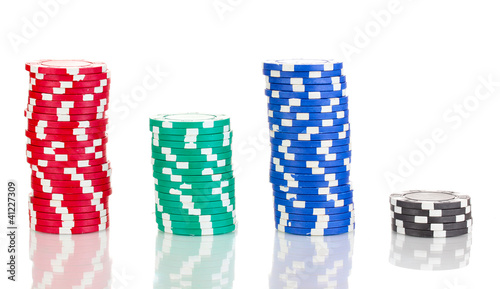 Casino chips isolated on white