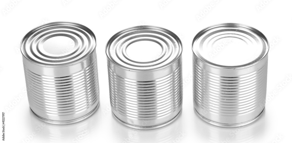 Tin cans isolated on white