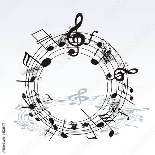 music notes twisted into a spiral