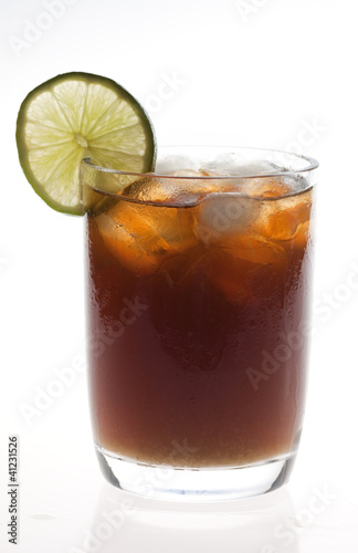 Cuba Libre Cocktail isolated on white background