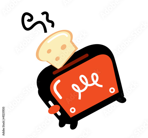 Cartoon retro toaster isolated on white