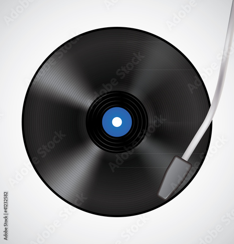Vintage vinyl disc and needle head