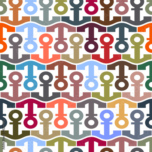 Seamless  pattern with stylized anchors