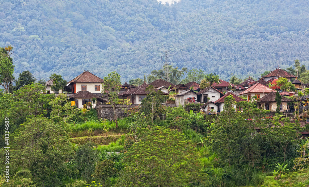 small village in mountains in the jungle of Indonesia