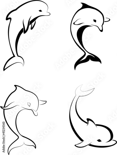 Silhouettes of the dolphins