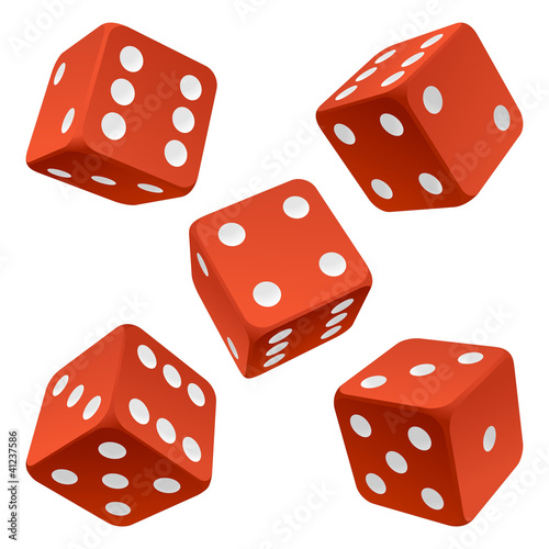 Red dice set. Vector icon