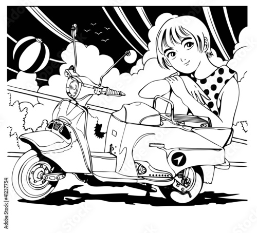 スクーターと少女