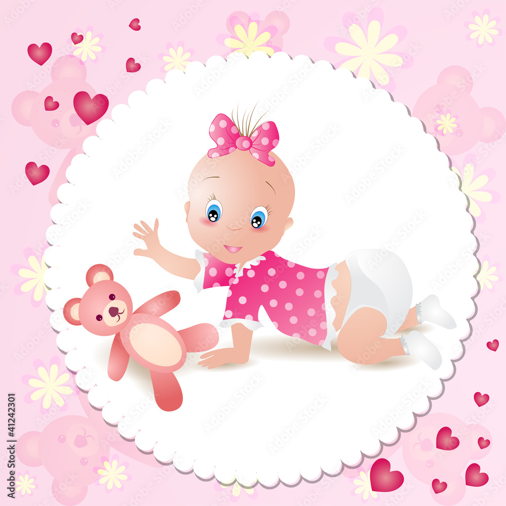 Baby girl with teddy bear Baby girl with teddy bear