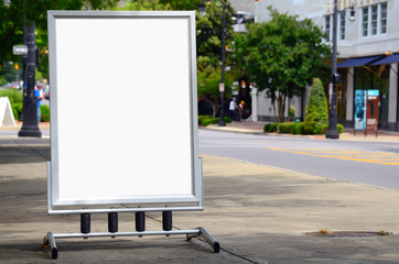 Blank Sign on a City Sidewalk