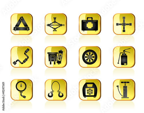 car and transportation equipment icons - vector icon set