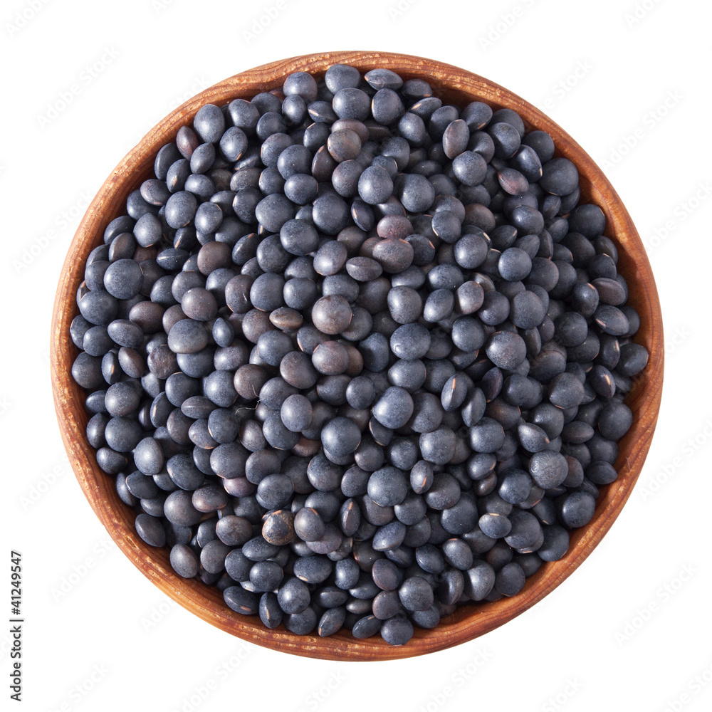 wooden bowl full of beluga lentils isolated on white wooden bowl full of beluga lentils isolated on white
