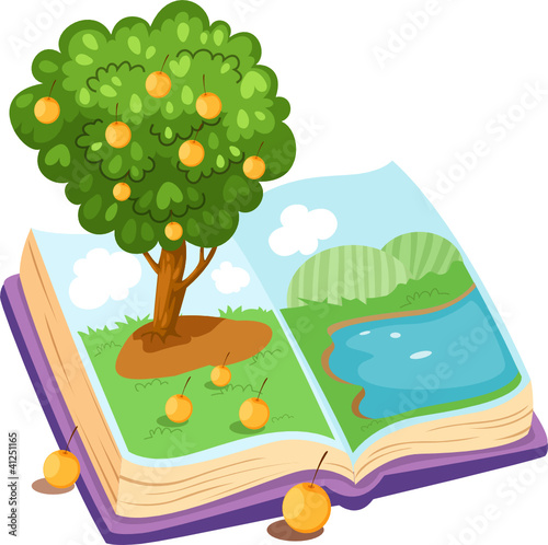 Book with orange tree