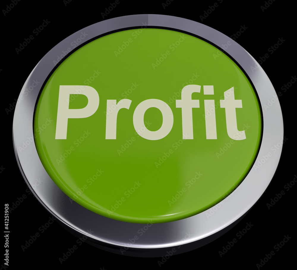 Profit Computer Button In Green Showing Earnings And Investment Profit Computer Button In Green Showing Earnings And Investment