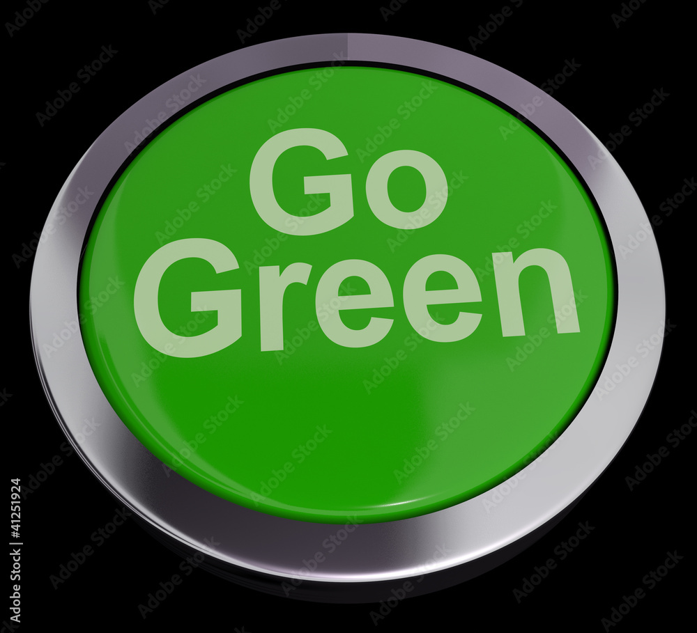 Go Green Button Showing Recycling And Eco Friendly Go Green Button Showing Recycling And Eco Friendly