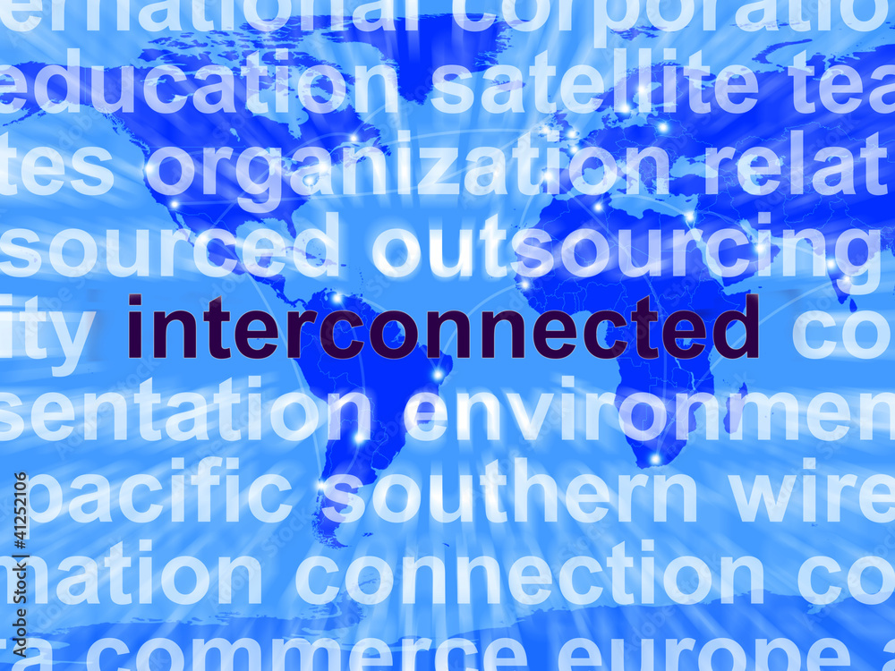 Interconnected Word On Map Showing Global Networks Interconnected Word On Map Showing Global Networks
