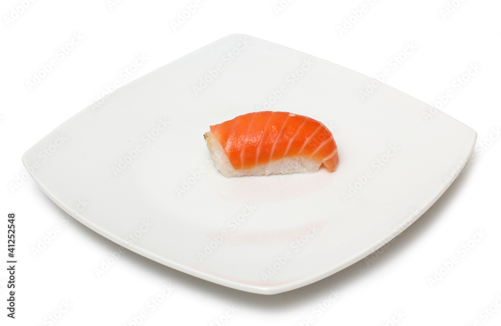 One sushi on dish One sushi on dish